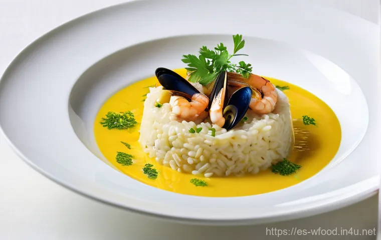 해산물 리조또 만드는 법 - **Prompt:** A vibrant and artistic still life arrangement of pristine, high-quality ingredients for ...