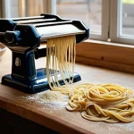 Home 10 파스타 머신 추천 - **Prompt:** A cozy, rustic kitchen scene depicting the joyful, hands-on process of making fresh past...