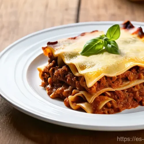 Home 20 라자냐 맛집 - **A masterfully crafted traditional Bolognese lasagna, freshly baked and steaming, presented in a ru...