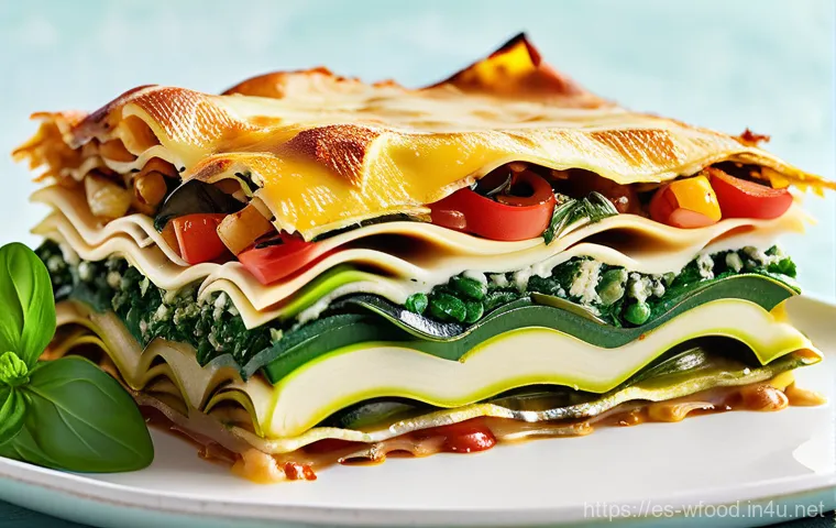 라자냐 맛집 - **A masterfully crafted traditional Bolognese lasagna, freshly baked and steaming, presented in a ru...