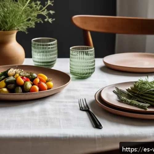 Home 31 양식용 그릇과 플레이팅 팁 - A rustic Mediterranean dining table setting featuring handmade matte ceramic plates in earthy tones ...