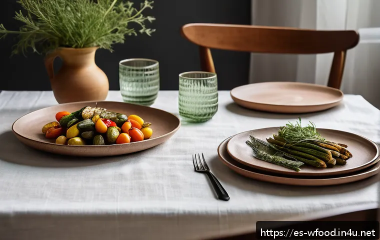 양식용 그릇과 플레이팅 팁 - A rustic Mediterranean dining table setting featuring handmade matte ceramic plates in earthy tones ...